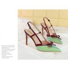 Sandálias de salto alto femininas - Verde e vermelho - Ver 4