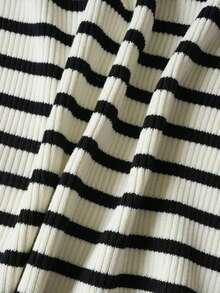 de punto con cuello polo y mangas raglán cortas para mujer, ligera y versátil, ideal para primavera/verano - tiras de albaricoque negro - Ver 9