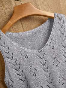 Ropa de punto casual de mujer de cuello en V sin mangas - Gris - Ver 3