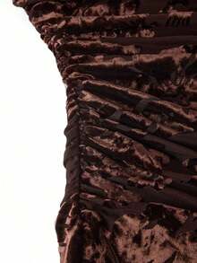 Vestido de verano para mujer sin mangas plisado con estampado floral de malla de punto - Marrón 3 - Ver 4