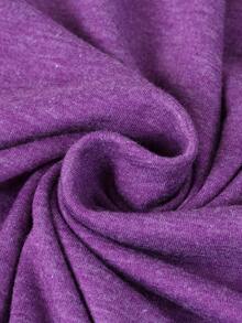 Camiseta de talla grande con estampado de eslogan, camiseta casual de manga corta con cuello redondo, ropa de talla grande para mujer - Morado - Ver 3