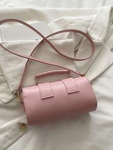 1 chiếc túi xách mini hình trụ phong cách retro dành cho nữ, dùng hàng ngày (có trang trí ngọc trai) - Hồng - Xem 7