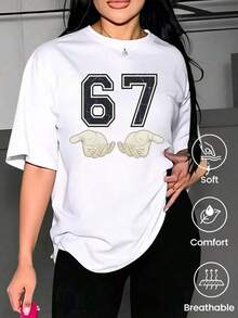Camiseta de cuello redondo y mangas cortas de ropa fashion, fabricada en México, para la temporada primavera-verano 2025. Con estampado de dibujos animados, es un modelo de pareja, apta para usar tanto por dentro como por fuera, ideal para oficina y estilo casual, diseñada para hombres y mujeres, en unidad individual. - Blanco - Ver 6