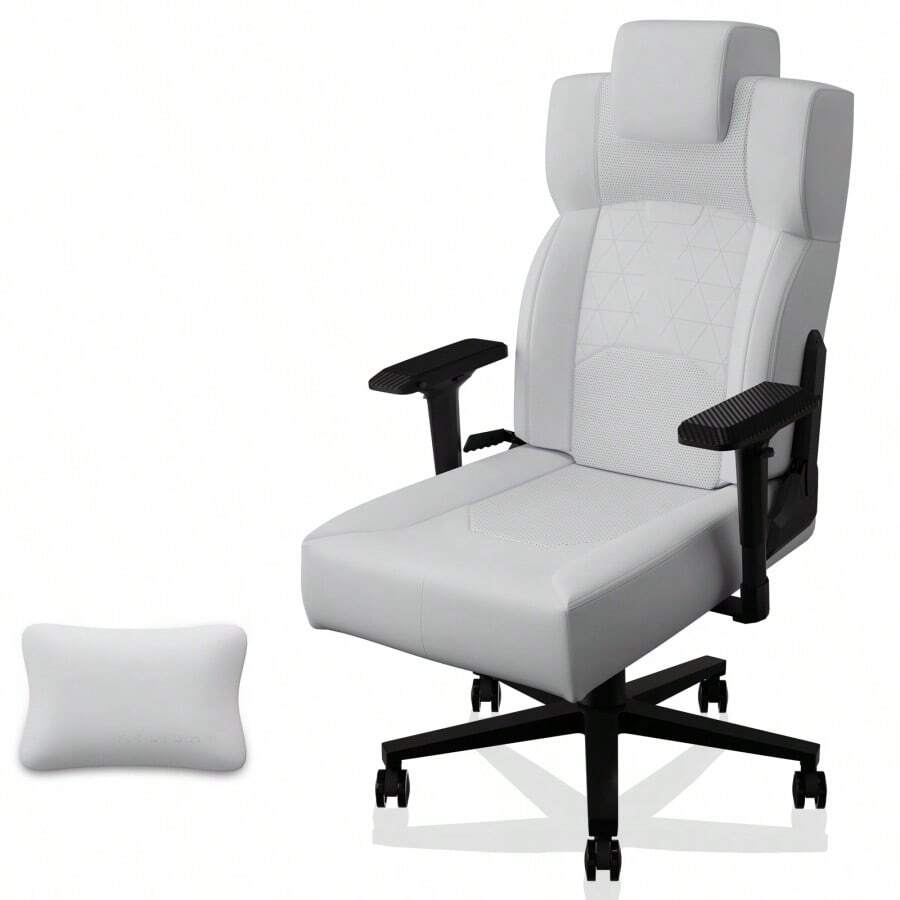 BestOffice PC Gaming Chair Ergonomic Office Chair Desk Chair With Lumbar Support Flip Up Arms Headrest PU Leather Executive High Back Computer Chair For Adults Women Men - White PU + PU1 - View 1