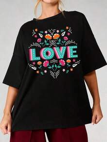 Camiseta de manga larga con cuello redondo y estampado minimalista para mujerblusas para mujer playeras de mujer vestidos casuales para mujer y2k playeras deportivas para mujer verano camisetas ropa de mujer Fashion Perfect For Daily - Negro - Ver 6