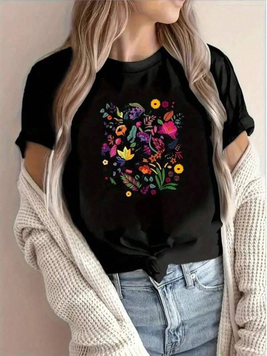 New 2026 1 Sexy Casual Dulce Fiesta Elegante Alta elasticidad Playa Noche de fiesta Vacaciones Boda Deportivo Oficina Diario Casa verano Estampado floral y de plantas - Negro - Ver 1