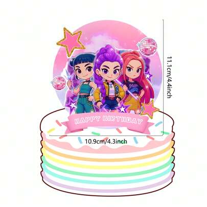 1 bộ thiệp trang trí chủ đề nhóm nhạc nữ K-POP D Emon Hunter năm 2026, thích hợp trang trí tiệc sinh nhật. Đồ trang trí tiệc theo chủ đề K-POP.