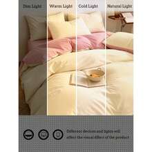Blue-Grey Patchwork Soft Washed Duvet Cover 3 Pieces Set - Gold - View 8