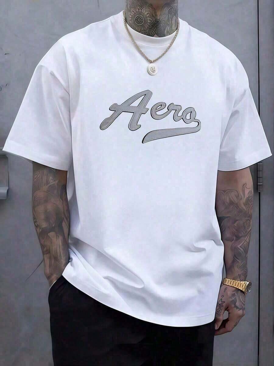 Women's & Men's Fashionable Casual T-Shirt For Men And Women With Bold Aero Design On The Chest That Symbolizes Freedom Of Movement And An Adventurous Spirit In Urban Life. 100% Cotton. Versatile Casual T-Shirt For Men, Easy To Match, Suitable For Daily Wear, Urban Style, Vacations And Weekends. - 白色 - 查看 1