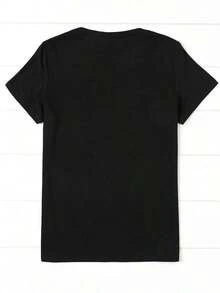 VintageRopa de Mujer Talla Grande, Camiseta Casual de Manga Corta para Mujeres, Diseño de Patrón "AMORTENTIA" - Camiseta Negra con Ilustración Blanca, Cuello Redondo, Adecuada para Primavera y Verano, Ilustración Relajada, Ajuste Cómodo, Camiseta de MujerGraphic Tee - Negro - Ver 3