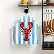1pc, Home Decor, Lobster Pattern Print Apron, Sleeveless, Neck Strap Design, Suitable For Cooking, Baking And Entertainment, Perfect For Home Dining, Parties, Outdoor BBQ Parties, Baking Apron|Bright Apron|Polyester Apron|Print Apron - Multicolor - View 9