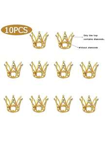 10pcs Mini Crystal Crown, Gold Mini Crown Cake Topper, Suitable For Floral Arrangement, Birthday Party, Wedding Decoration - View 8