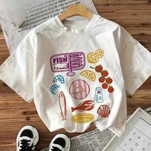 Camiseta Gráfica Wo con Estampado de Frutas SeAFsood, Camiseta Casual de Manga Corta, Ropa Vintage para Mujer, Camisetas Gráficas Y2K, Transpirable y Cómoda - Forma - Ver 1