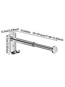 1pc Expandable Clothes Hanger - Space Saving Design, Bathroom Storage Hook, Multi-Functional Drying And Storage Rack Suitable For Balcony And Bathroom, Indoor Retractable Drying Rod, Wall-Mounted Household Storage Rack - Multicolor - View 2