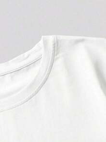 1 pieza de camiseta casual de moda para hombres y mujeres, con estampado y cuello redondo, para chicas, camiseta casual de manga corta para primavera y verano, ropa de mujer. Versátil, fácil de combinar, para uso diario, estilo urbano, ropa de vacaciones, ropa de fin de semana. - Blanco - Ver 2