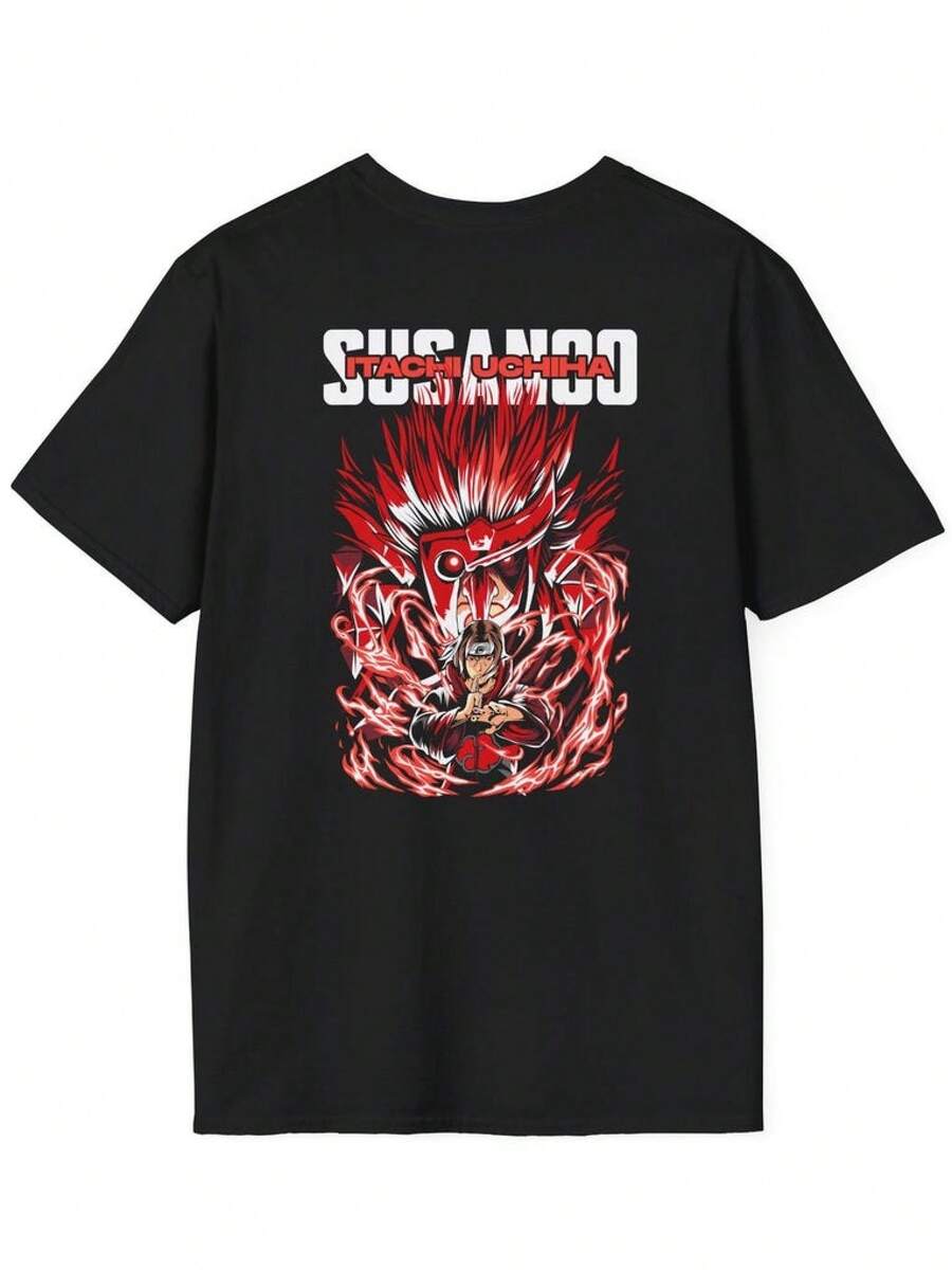 Camiseta de estilo urbano anime, camiseta unisex de talla grande, ropa de estilo cómico.camisas de mujer sudaderas para mujer sueter blusa casual mujer verano vestidos de graduación - Negro - Ver 1