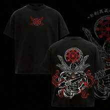 Playera de Hombre con Estampado de Mahoraga de ,A005 Estilo Boceto en Blanco,Tela de algodón 100%, suave y transpirable.Diseño de Anime Japonés, Camiseta de Manga Corta Negra para Fans del Anime y el Estilo Urbano, Perfecta para el Look Al - Verde militar - Ver 4