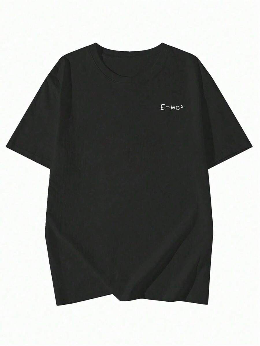 Camiseta moderna E=mc² unisex algodón suave estilo básico moda casual ciclismo descanso salón talla M negra camiseta urbana 2023 - Negro - Ver 1