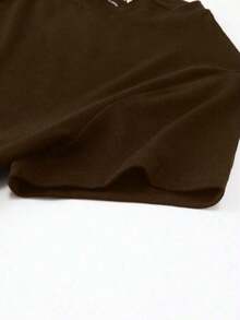 Camiseta casual de manga corta y cuello redondo ajustada para mujer, color café - Café integral - Ver 4
