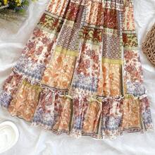 Western Wear Women,Summer Dresses For Women,Vacation Outfits Woman,Bohemian,Rave Outfit Festival,Concert Outfit Women,Easter Dress Women,Women's Vacation Colorful Retro Print Drawstring Front & Back Tie Layered Mini Dress, Music Festival Outfit,Sun Dress - Multicolor - Ver 6