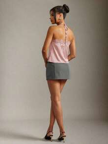 Top de tirantes con detalle de encaje sexy para la oficina en verano - Rosa - Ver 4