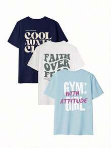 Camiseta de manga corta holgada y cómoda para mujer con estampado de letras, suave y transpirable, versátil y de moda, adecuada para salidas de fin de semana, fiestas con temática vaquera, uso diario y festivales de música en verano - Multicolor 6 - Ver 4