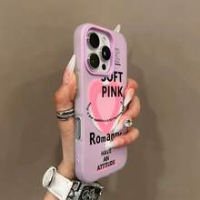 Funda para teléfono - Diseño de corazón rosa con letras, novedad de verano, funda magnética de carga inalámbrica con tacto de gel premium, carcasa resistente a arañazos, unisex, regalo perfecto para familiares y amigos.Adecuado para varios modelos de : 17, 16, 15, 14, 13, 12, 11, Plus, Air, Pro Max. - Blanco - Ver 10