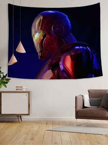 1pc M-Arvel I-Ron Man Tapestry, Cinematic Neon Portrait Style Wall Decor, Deep Blue And Red Superhero Art Hanging, Perfect For Bedroom, Living Room, Dorm, Apartment, Studio, Party Backdrop, Comic, Superhero Themed Room Decor, Great For Adding A Moody, Dramatic Flair To Game Rooms, Home Theaters And Personal Spaces - Nhiều màu sắc - Xem 3