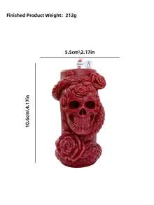 Gothic Style Dark Red Skull & Snake Coiled Scented Candle - 3D Embossed Vintage Decor, Halloween Party Atmosphere Enhancer, Dark Aesthetic High-End Gift - Halloween - Scented Candles - View 19