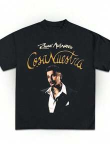 Camiseta unisex de manga corta, camiseta de fan del concierto de Rauw Alejandro 2026, camiseta de la gira de Rauw Alejandro Cosa Nuestra, camisetas de fan de Rauw Alejandro para hombre, spiderman, ,  mujer, romwe men, boho chic, regalos para maestros, camiseta de mujer, atuendos curvy para hombre, y2k - Negro - Ver 1