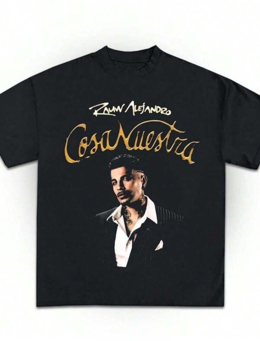 Camiseta unisex de manga corta, camiseta de fan del concierto de Rauw Alejandro 2026, camiseta de la gira de Rauw Alejandro Cosa Nuestra, camisetas de fan de Rauw Alejandro para hombre, spiderman, ,  mujer, romwe men, boho chic, regalos para maestros, camiseta de mujer, atuendos curvy para hombre, y2k - Negro - Ver 1