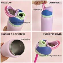 0wa Laa Pink Water Stainless Steel Bottle, 32 Oz, 945 Ml, Retains Heat For Over 24 H, Can Keep Both Hot And Cold Drinks Warm, Suitable For Brewing Coffee, Making Iced Beverages, With A Beautiful Appearance And Exquisite Craftsmanship, Suitable For Camping, Work, And Indoor Use. - 藕粉色 - 查看 5