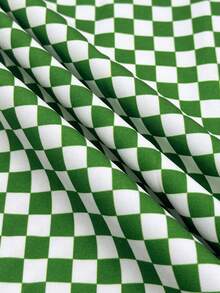Serie de vacaciones en la playa MOOSGOP: Conjunto de pantalones y blusa de manga larga con estampado de limón y sardina, de corte holgado y casual con parches de cuadros, elegante para otoño/invierno - Verde azulado - Ver 7