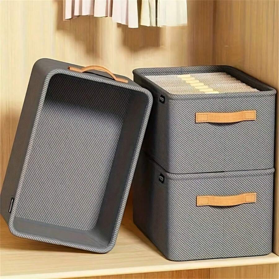 Stackable Storage Boxes | High-Quality Non-Woven Fabric Organizer Bins With Sturdy Handles, Multi-Purpose Storage Boxes To Save Space In Closet, Bedroom, Kitchen And Under Bed