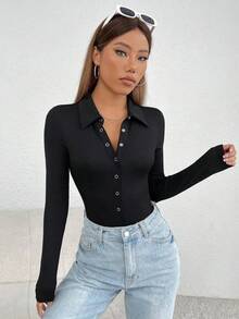 Mono de manga larga con cuello medio abierto para mujer. - 53033 - Ver 2
