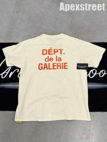 Camiseta Para HombreGALLERY D-EPT T-Shirt Car Letter Short Sleeve Men And Women High Street Half Sleeve Car Print Round Neck Loose Men's Tops Round Ne - 杏色2 - 查看 2