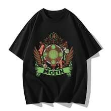 Ropa de mujer de , camiseta con estampado del juego WOW, Universidad de Ventormenta, 100% algodón, cuello redondo, estilo urbano, exclusivamente para entusiastas del juego. - Negro - Ver 2