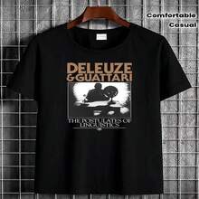Camiseta Deleuze Guattari Foucault - Camiseta gráfica académica con los nombres de filósofos, ropa casual urbana, top unisex de manga corta con cuello redondo, ropa cómoda adecuada para todas las esta - Negro - Ver 2