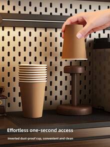 2pcs Disposable Paper Cup Storage Rack Double Groove Wrought Iron Solid Wood Cup Holder Bar Counter Desktop Coffee Cup Organizer For Household Kitchen Countertop, Coffee Corner, Coffee Shop, Milk Tea Shop, Office Pantry Storage - Multicolor - View 7