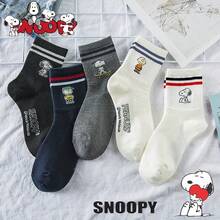 SNOOPY 1/3/5/10双装史努比情侣运动袜，男士商务袜，女士休闲袜，可爱卡通图案，时尚百搭，柔软舒适 - 彩色 - 查看 2
