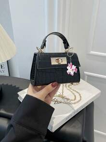 1 New Mini Handbag, Cute And Unique Marble Pattern, High-Quality Pu Crossbody Bag, Fresh And Lively Color Matching, New Youthful Style, Can Be Worn Crossbody, Casual And Fashionable, Can Also Be Given As A Gift To Friends. - Mini Handbag + Keychain - View 7