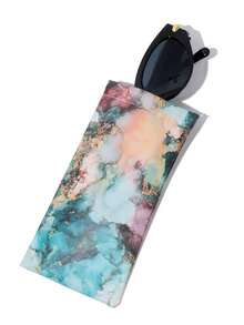 1pc Colorful Cloud Marble Pattern PU (Polyurethane) Glasses Case, Spring/Summer Ladies Glasses Bag, Women's Travel Essential Glasses Pouch, Fashion Eyeglasses Storage Bag, Marble Pattern Glasses Box, Phone Bag, Coin Purse, Jewelry Organizer Bag - Multicolor - View 11