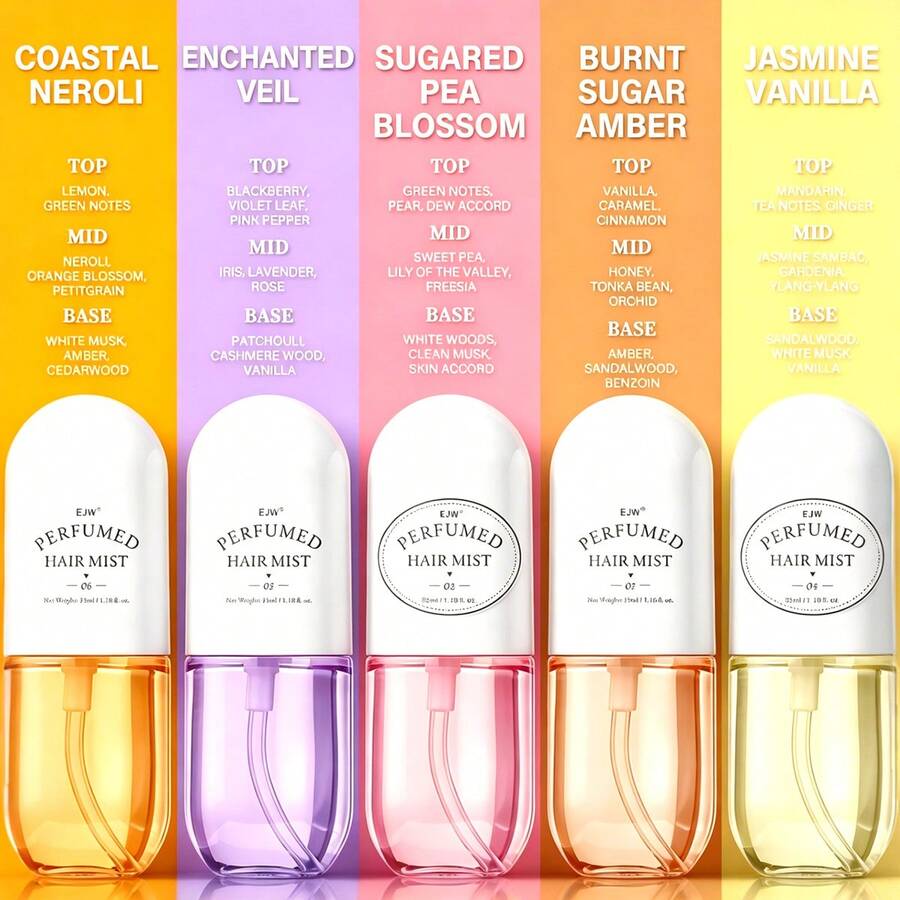 35ml Caramel Amber Alluring Hair Fragrance Mist - Long-Lasting Scent, Lightweight Non-Greasy, Nourishing, Fresh & Sweet With Warm Floral Notes - Perfect Gift For Dates, Parties And Everyday Use - Multi Scents - View 1