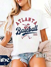 Top corto de béisbol Vintage Adult Braves _ Camiseta holgada _ Retro, Atlanta, Camisa, Atuendo para el día del juego, NUEVO 2026 Para Mujeres y Hombres, Blusas Bonitas De Mujer, Camiseta gráfica unisex - Blanco 3 - Ver 1