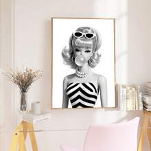 1 Tranh in trên vải canvas phong cách retro pop art búp bê thời trang kẹo cao su đen trắng, có khung/không khung, kiểu Y2K, thích hợp trang trí phòng ngủ nữ tính, phòng khách, phòng ngủ, nhà hiện đại. - A - Xem 6