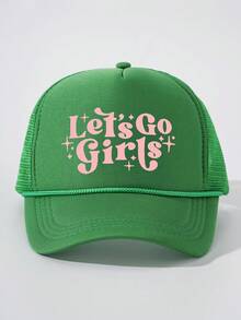 1顶女士印花“Let's GO Girls”抽绳海绵网眼帽，可调节户外防晒休闲帽，适合春秋季旅行海滩度假，男女通用Y2K风格遮阳帽 - 棒球帽 - 查看 19