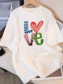Camiseta de Mujer, Camiseta Pura para Mujer, de Manga Corta, Diseño de Nicho y Estampado, Camisa Casual Minimalista, Novedad de Verano, Top Holgado de Media Manga Ajustado para Muj - Blanco - Ver 5