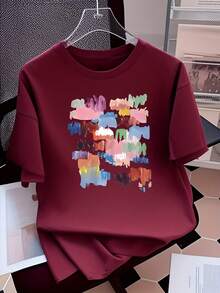 Edición Limitada: Camiseta de Manga Corta Oversize Estilo Y2K para Mujer - Top Largo con Estampado de Dibujos Animados, Ligera (200 g/²), Cuello Redondo, Casual de Verano para Primavera y Otoño, Algodón Ligero - Azul - Ver 9