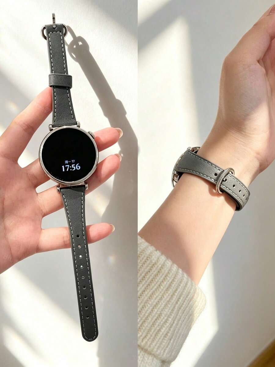 1件女款纖細腰身超纖皮革智慧手錶錶帶，兼容18mm/20mm/22mm，適用Galaxy Watch 8/7/6/5/4 (40mm, 44mm)，快拆彈簧桿，免工具安裝，易於佩戴，兼容 Watch GT6/5/4/3/Pro (46mm)，適用智慧手錶接口寬度18mm/20mm/22mm，智慧手錶錶帶配件 - 灰色 - 查看 1