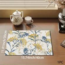 1pc Minimalist Floral Print Absorbent Mat/Drying Mat For Coffee Maker, Tableware - Polyester Absorbent Desktop Protective Mat With Rubber Anti-Slip Pad, For Kitchen Counter Decor, Home Bar And Dining Table - Multicolor - View 7